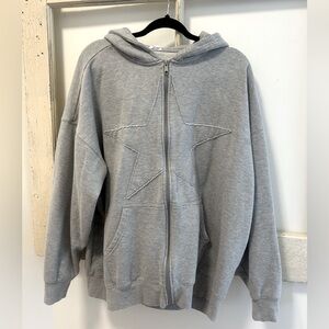 Gray Star Zip Up Hoodie